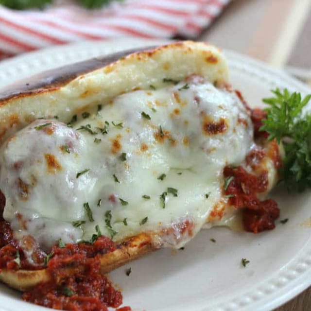Meatball Parmigiana Sandwich Lunch.