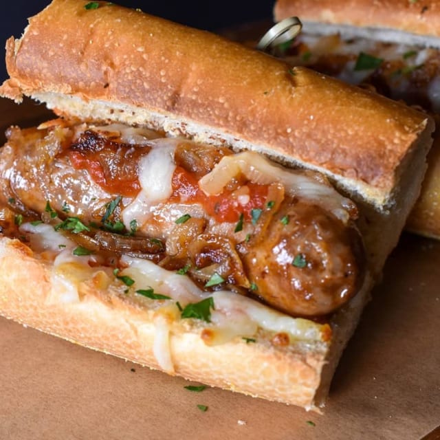 Sausage Parmigiana Sandwich.