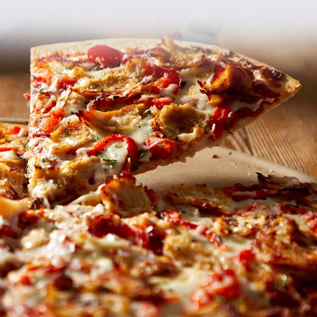 Chicken Cheese Steak Pizza.