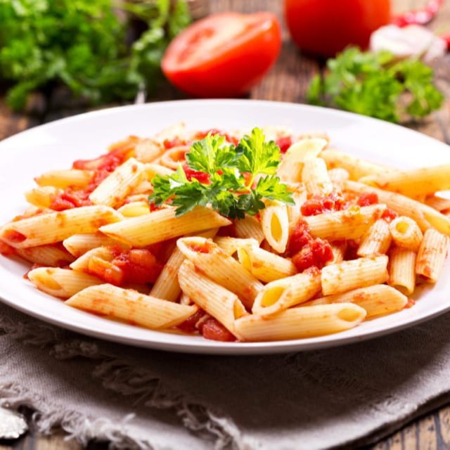 Penne with Fresh Plum Tomatoes & Basil Sauce.