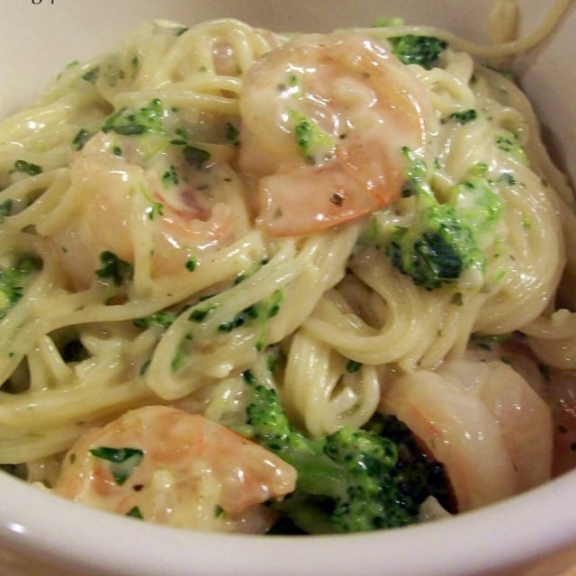 Angel Hair with Shrimp & Broccoli Rabe.